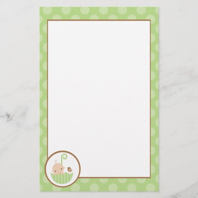 Papelaria Bebê verde no guarda-chuva (Frente)