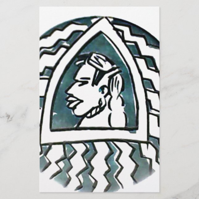 Papelaria Beleza Africana Bongo Maasai Retrato Arte Tribal (Frente)