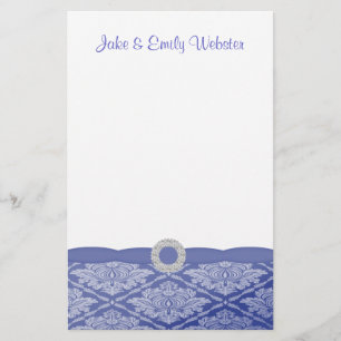 Papelaria Belo Damasco Azul Personalizado