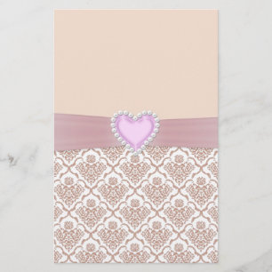 Papelaria Belo e elegante efeito pérolas brancas coração