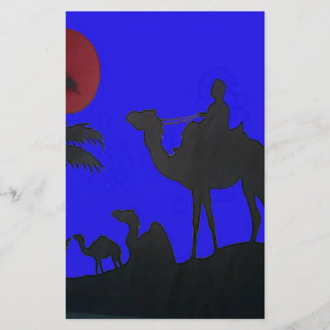 Papelaria Belo Impressão de Arte Sunset Camel Safari (Frente)
