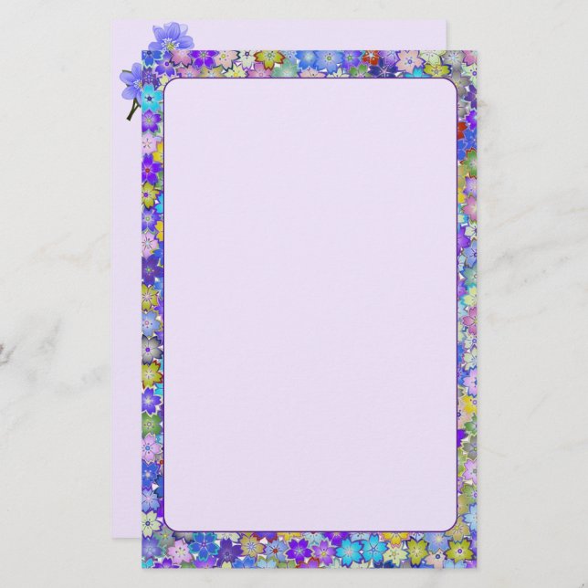 Papelaria Belo Papel de carta Floral Colorido (Frente/Verso)