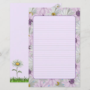 Papelaria Belo Papel de carta Floral Rosa e Margarida Branca