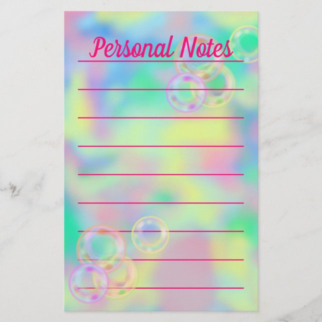 Papelaria Belo Pastel Bubble Rainbow Nota do Escritório (Frente)