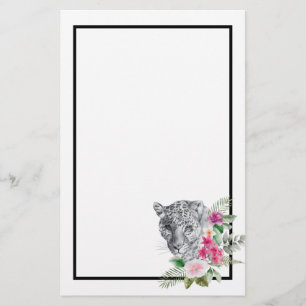 Papelaria Belo retrato da cabeça-leopardo em Watercolor