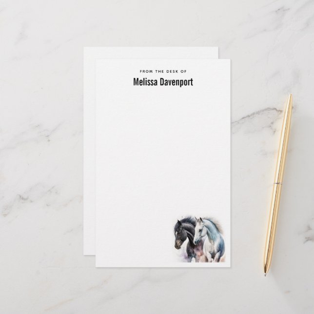 Papelaria Belos Cavalos em Aquarela (Frente/Verso In Situ)