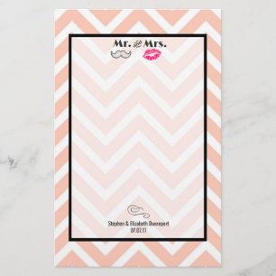 Papelaria bigode e Lábios Sr. & Peach Chevron Wedding