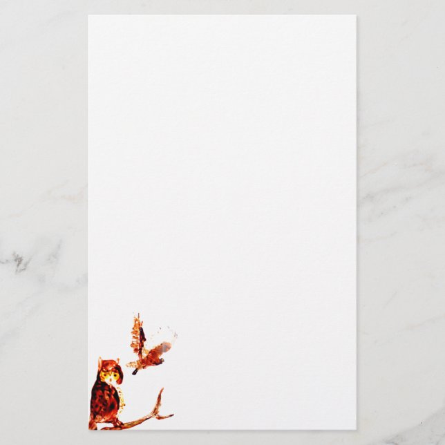 Papelaria Bird Art Tawny Brown Ows (Frente)