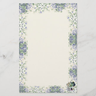 Papelaria Birdhouse-Papel de carta azul da flor