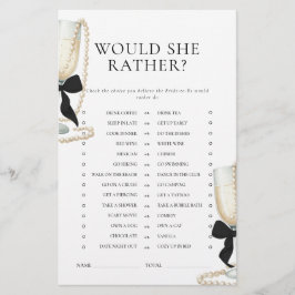 Papelaria Black Bow Pearls & Prosecco Bridal Shower Game