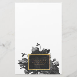 Papelaria Black Dourada Rose Bouquet