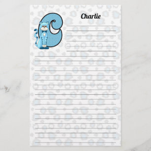 Papelaria Blue Cat Mongram Boy's Letter C Lined
