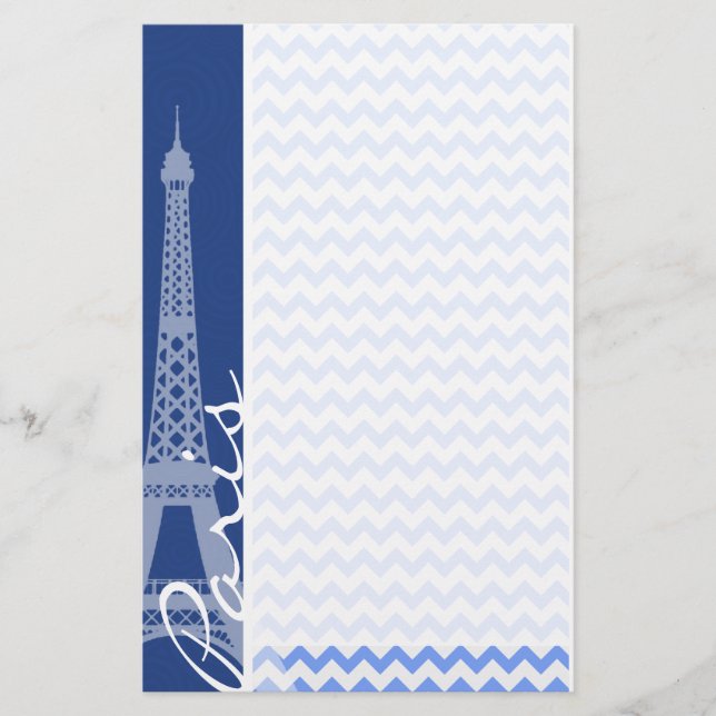 Papelaria Blue Chevron; Paris (Frente)