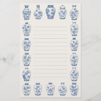 Papelaria Blue Chinoiserie Vase Stationery – Elegant Lined 