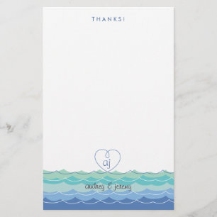 Papelaria Blue Waves Loopy Heart Obrigado Stationery