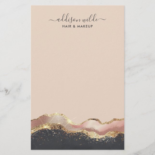 Papelaria Blush Rosa Cinza E Dourado Moderno Script Elegante (Frente)