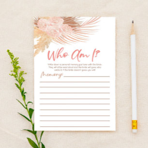 Papelaria Boho Pink Floral Quem Sou Eu Jogo Chá de panela