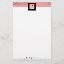 Papelaria Boho Silver Frame Inicial & Nome Monograma Station