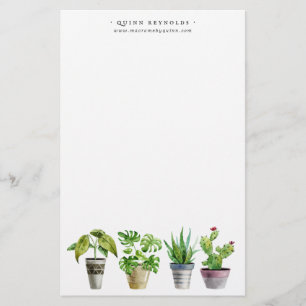 Papelaria Boho Watercolor — Planta Potente   Monograma Stati