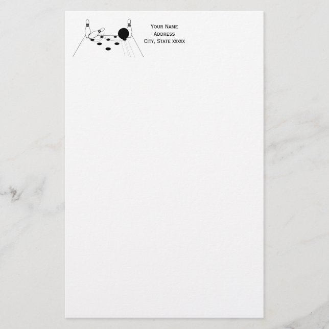 Papelaria Bola de boliche desportiva e alfinetes (Frente)