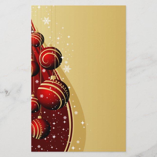 Papelaria Bolas de Natal Douradas e Vermelhas (Frente)