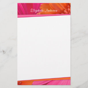 Papelaria Bold Orange Pink Gerbera Daisy Stationery