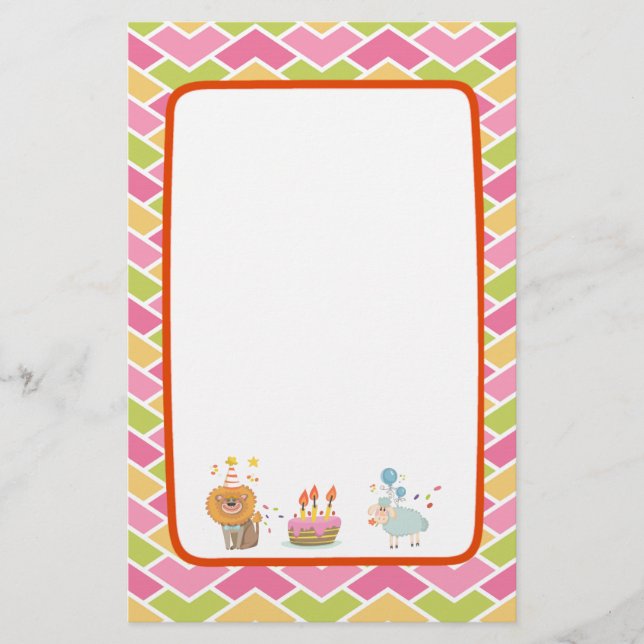 Papelaria Bolo de Aniversário com Leão Fpartidário e Ovinos  (Frente)