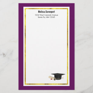 Papelaria Boné de formatura e Diploma em Roxo