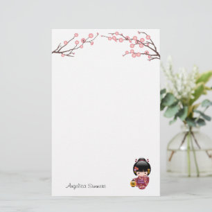 Papelaria Boneca Sakura Kokeshi - Garota Kimono Geisha