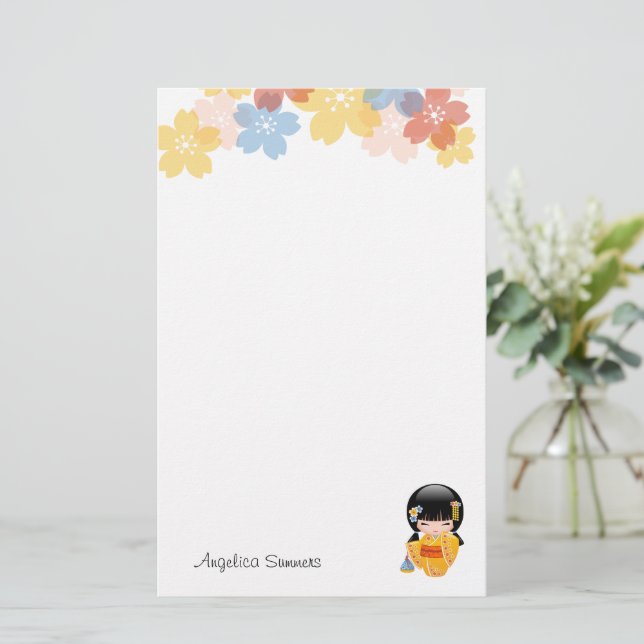 Papelaria Boneca Summer Kokeshi - Garota Kimono Geisha Amare (Em pé/Frente)