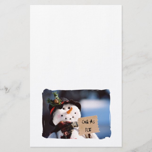 Papelaria Boneco de neve pequeno com sinal customizável (Frente)