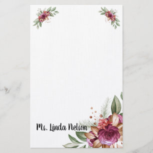 Papelaria Bonito Elegante Floral Personalizado