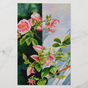 Papelaria Bonito rosa, rosas vermelhas, flor aquarela
