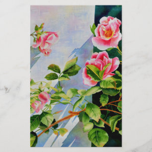 Papelaria Bonito rosa, rosas vermelhas, flor aquarela