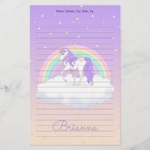 Papelaria Bonito Roxo Sonhos Doce Arco-Íris Unicórnio