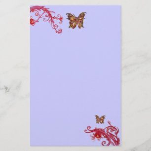 Papelaria BORBOLETA, azul cor-de-rosa vermelho