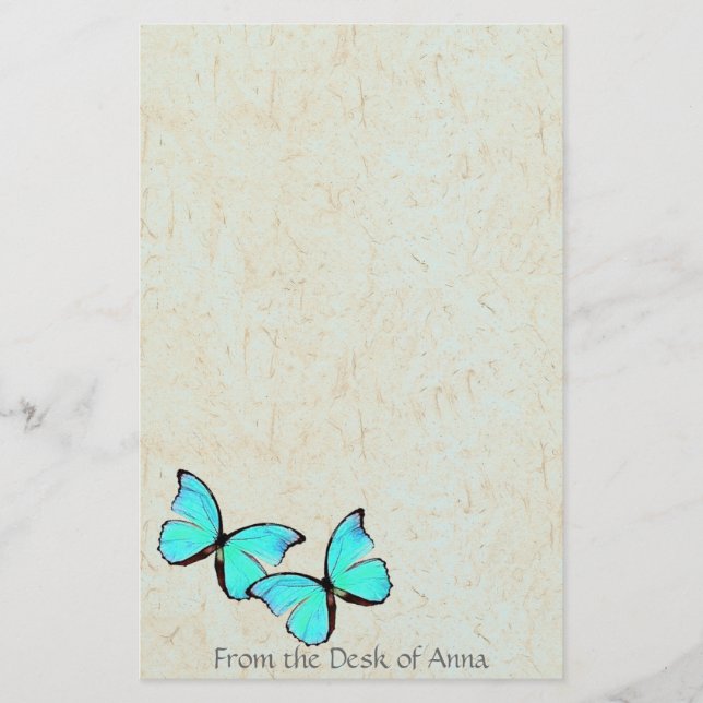Papelaria Borboleta de Turquesa Folha de Papel Falso Feito à (Frente)