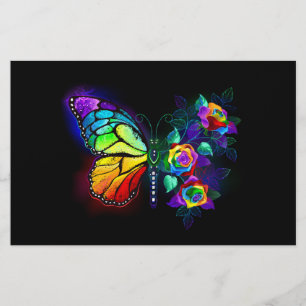 Papelaria Borboleta-flor-arco-íris