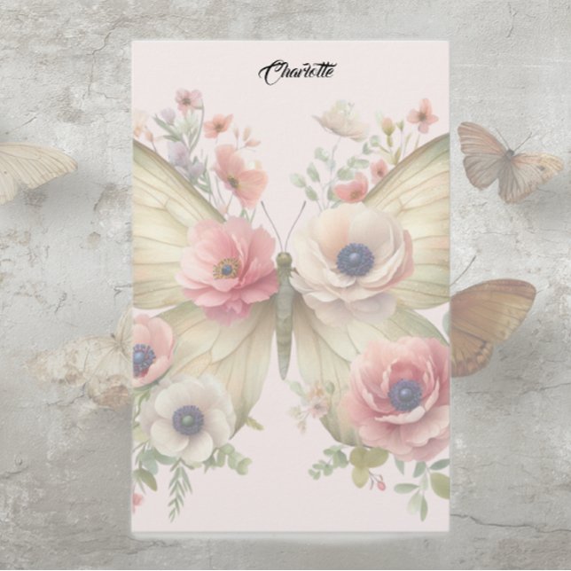 Papelaria Borboleta Floral Suave (Criador carregado)