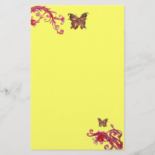 Papelaria BORBOLETA, luz cor-de-rosa vermelha - amarelo