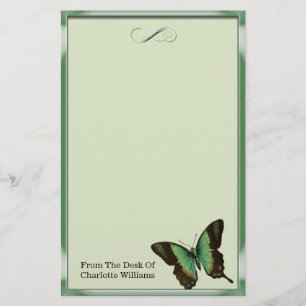 Papelaria Borboleta Metálica Verde