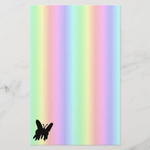 Papelaria Borboleta Preta na Carta Arco-íris Pastell
