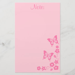 Papelaria Borboleta Rosa Elegante Flores Menina