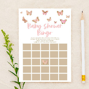 Papelaria Borboleta Rosa Themed Bingo Chá de fraldas Game