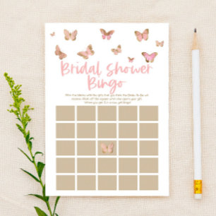 Papelaria Borboleta Rosa Themed Bingo Chá de panela Game