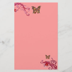 Papelaria BORBOLETA, rosa vermelho