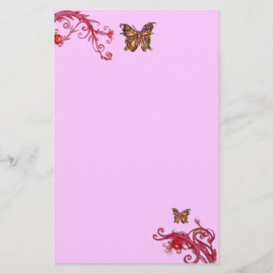 Papelaria BORBOLETA, violeta cor-de-rosa vermelha