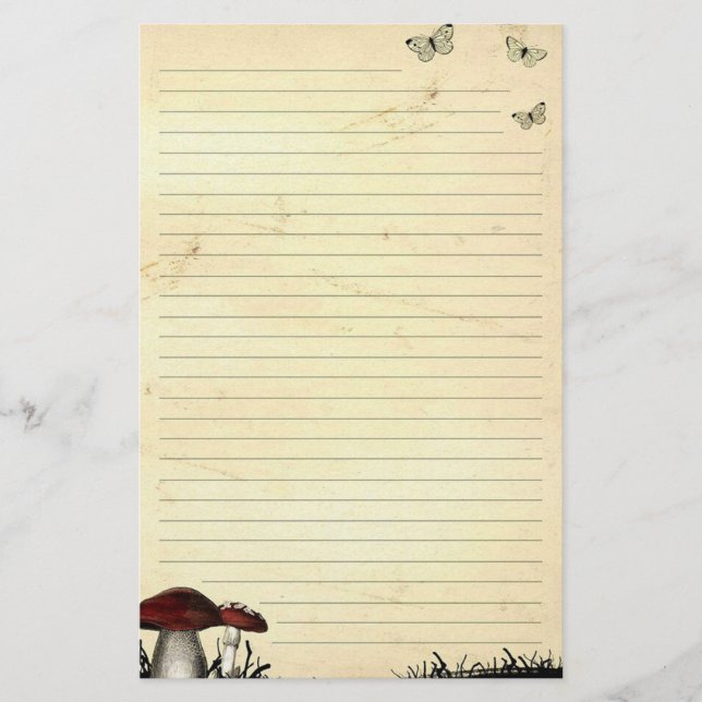 Papelaria Borboletas e Papel antigo com revestimento de cogu (Frente)