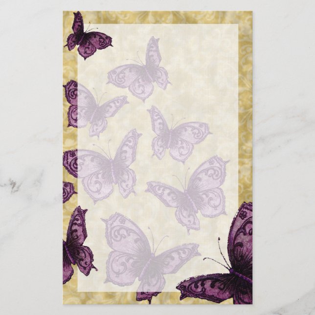 Papelaria Borboletas reais (violetas) (Frente)