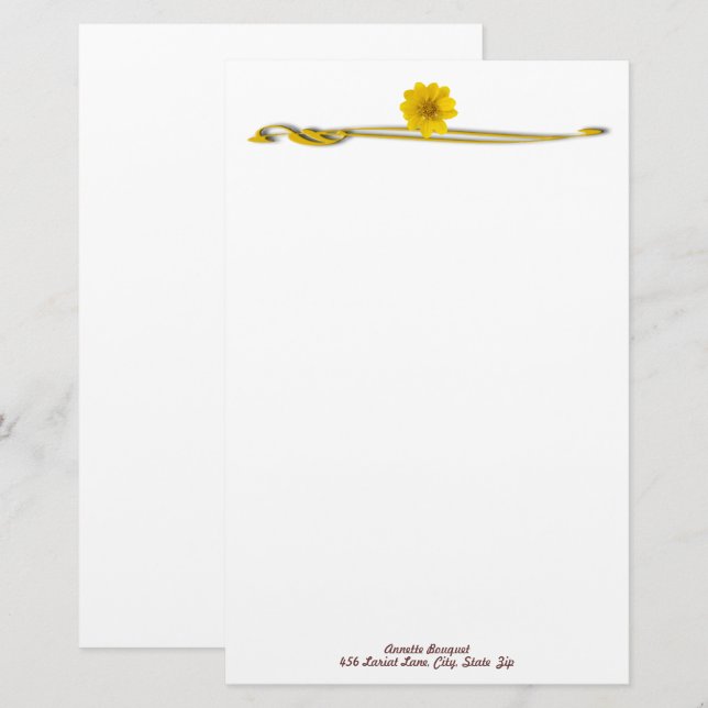 Papelaria Borda Amarelo Flourada Personalizada (Frente/Verso)